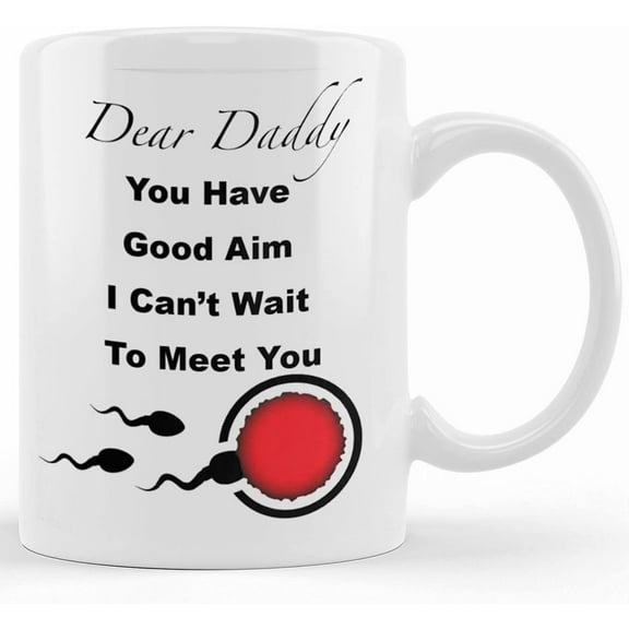 Pregnancy Announcement To Husband Sonogram Mug _ Dear Daddy You Have Good Aim I Can't Wait To Meet You _ Expecting Fathera, Ceramic Novelty Coffee Mug, Tea Cup, Gift Present