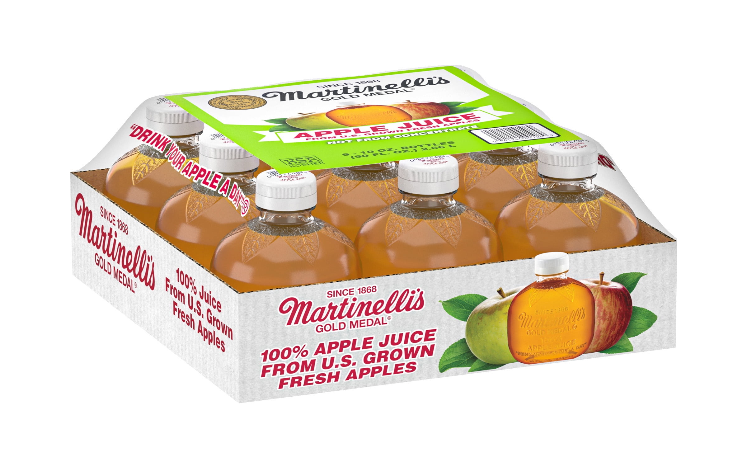 Martinelli's, 100% Pure Apple Juice, 10 fl oz Bottle, 24-Count