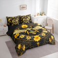 thumbnail image 3 of Feelyou Yellow Rustic Bee Twin Bedding Sets 7pcs, Boho Floral Bedding Comforter Set, 3 of 8