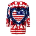 thumbnail image 5 of Miqool 4th of July Patriotic Shirts for Women, Casual Loose Crew Neck 3/4 Sleeve Tunic Tops Independence Day T-Shirts, 5 of 5