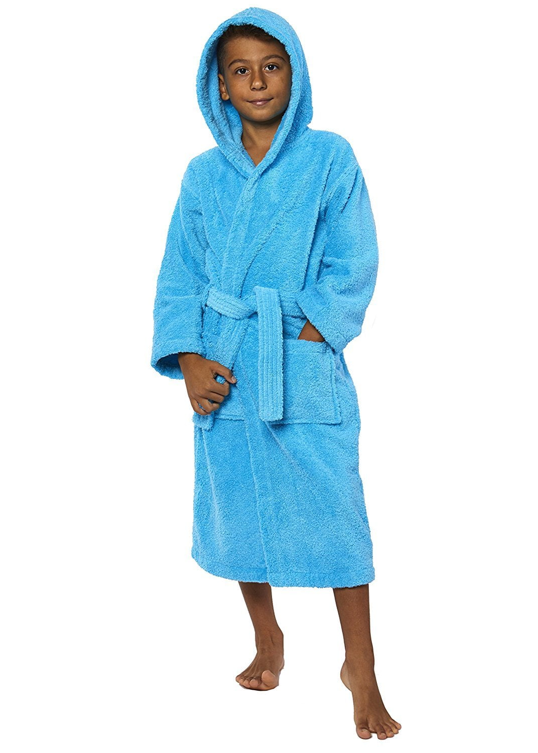 TurkishTowels Parador Hooded Terry Boys Bath Robe, 100 Cotton, Made in Turkey (Ages 36 S/M