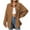 Brown, variant on Women's Classic Fit Long Sleeve Ribbed Button-Down Shirt Casual Solid Color Collared Blouse for Work Office