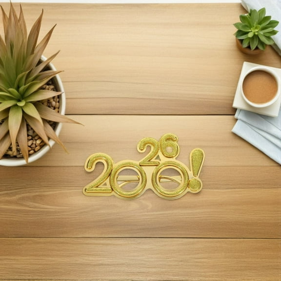 OFFIGAM 4Pcs New Years Plastic Eyeglasses 2026 Number Party Decorations with Unique Glitter Design Assorted Colors