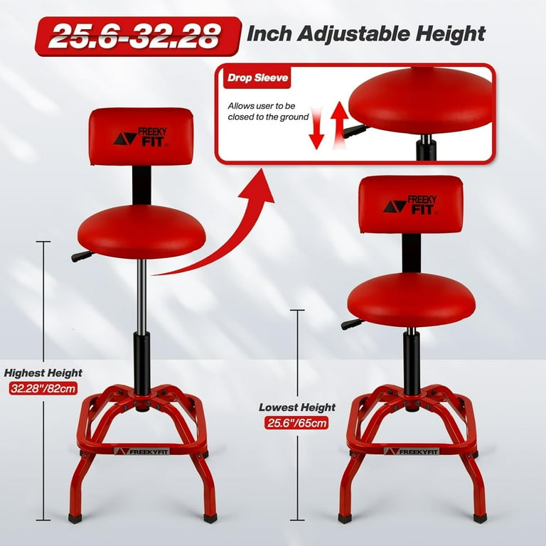 Shop Stool with Backrest, Mechanic Garage Stool for Workshop