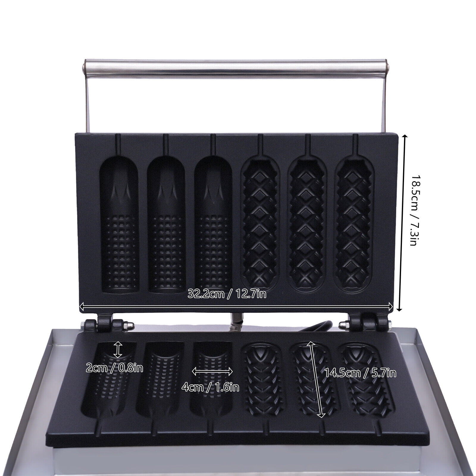 DENEST Commercial Waffle Maker 6PCs Waffle Making Machine 2-Shape Corn Hot Dog Baker Waffle Baking Machine