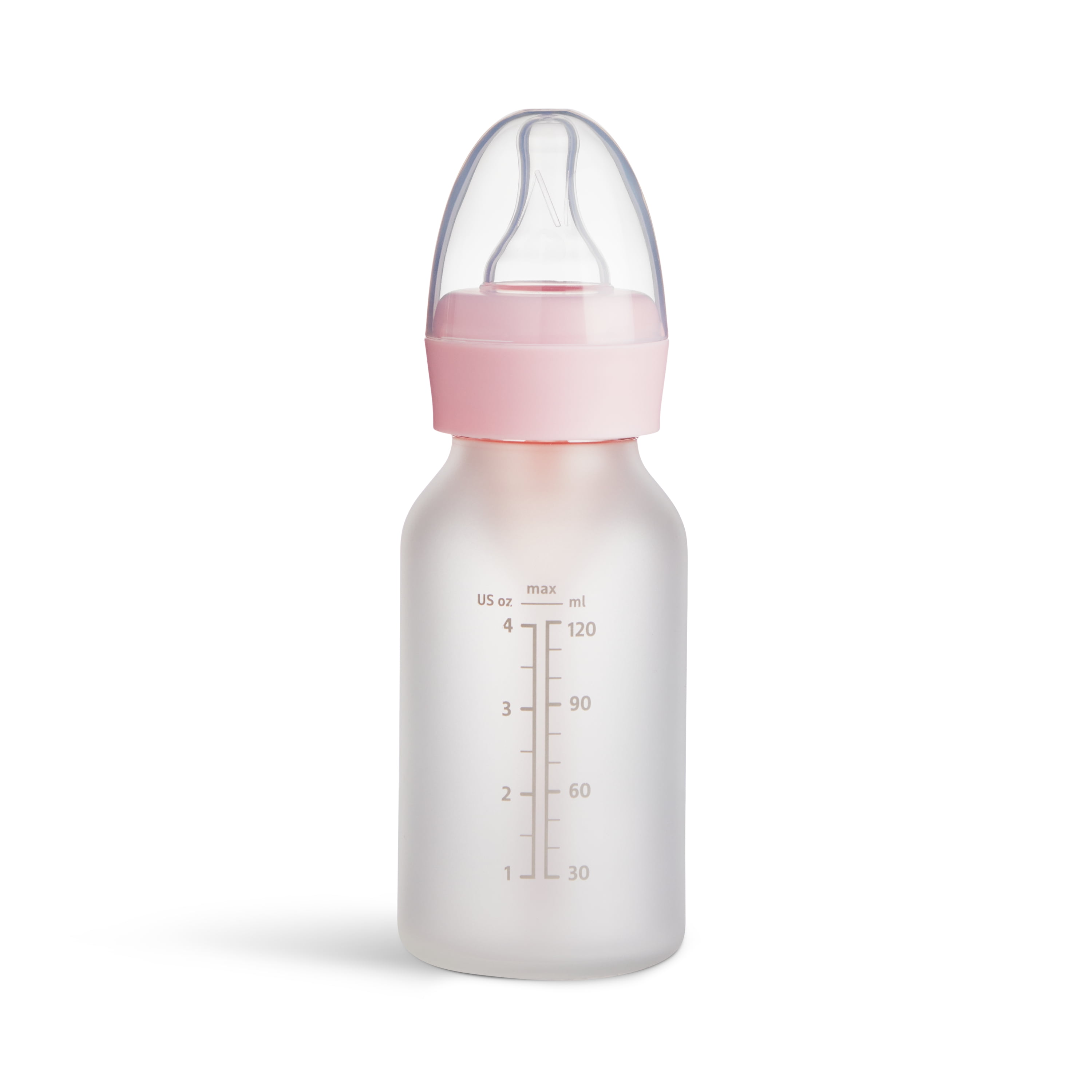 Munchkin Bond™ Silicone Coated Glass Baby Bottles - Anti-Colic Feeding System with Natural Feel Nipples, 4 ounce, 2 Pack, Pink