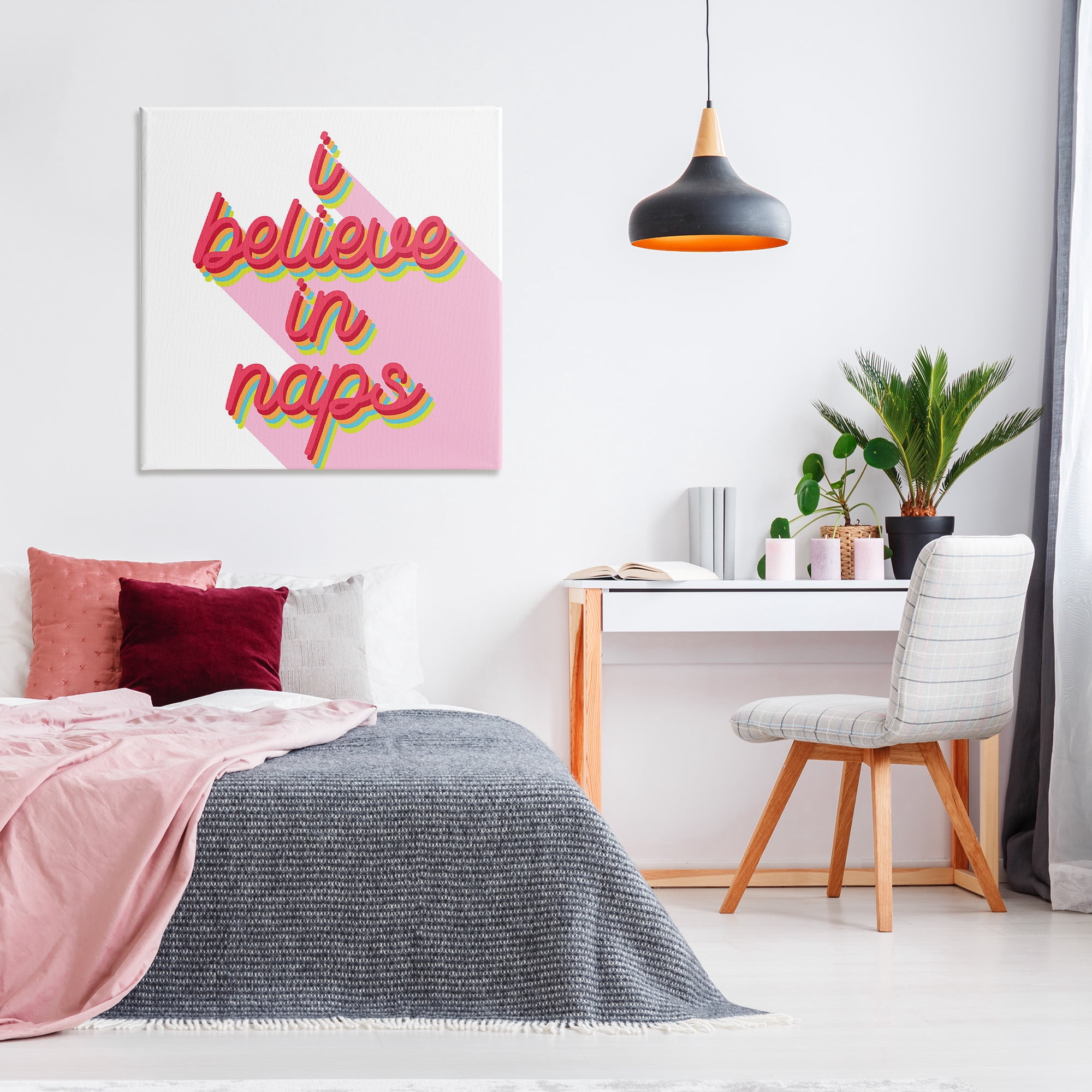 Stupell Industries Retro Believe In Naps Typography Painting Gallery Wrapped Canvas Art Print Wall Art, 36 x 36