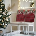thumbnail image 3 of Christmas Chair Covers Set of 8 Winter Poinsettia Pine Cones Pine Needles Plaid Chair Back Covers Stretch Removable Washable Slipcovers Protector for Dining Room Kitchen Party Decor, 3 of 5