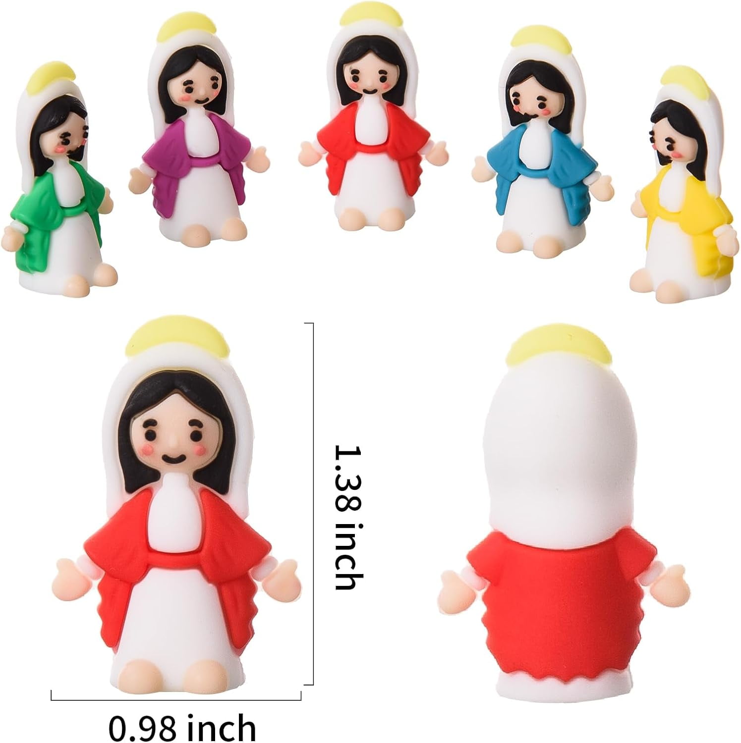LeeCHee 50 Pcs Little Virgin Mary Figurines Miniature Virgin Mary Doll to Hide and Seek Classic Religious Gifts for Sunday Easter Eggs Stuffers Baptism Gift