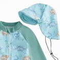 thumbnail image 4 of NIEWTR 6 12 18 Months 2T 3T Toddler Baby Boy Rash Guard Swimsuit Funny Half Zipper Bathing Suit Infant One Piece Swimwear(A01-Light Green,A01-3-6 Months), 4 of 8