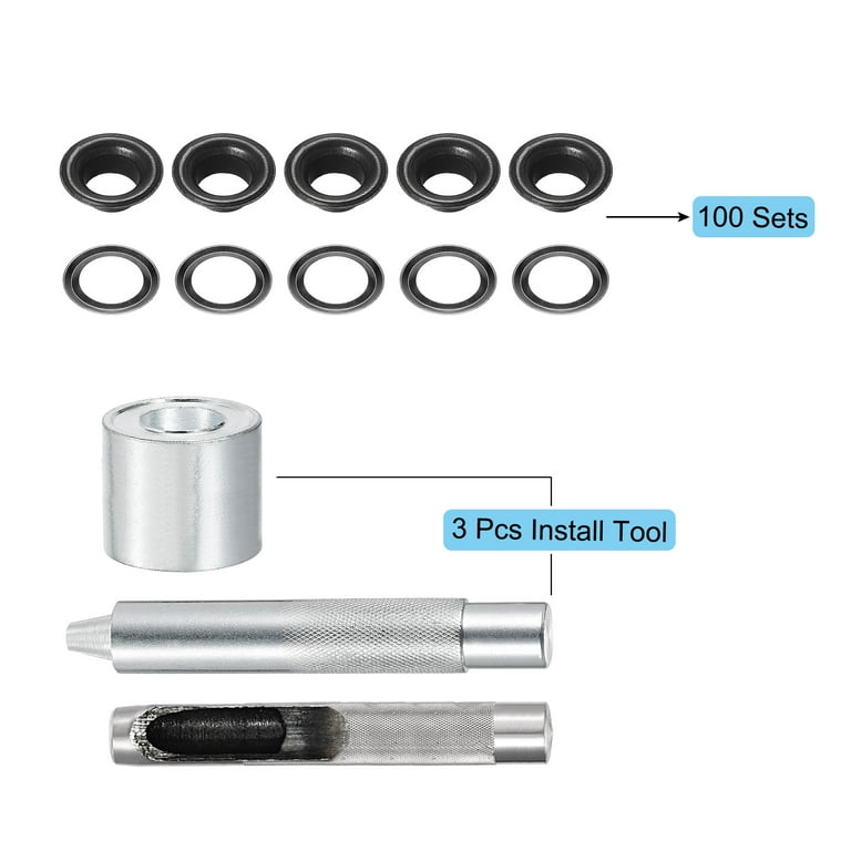 10MM Grommets Installation Setting Tool Kit Set + Leather Hole Punch +80  Eyelet