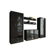Soho 10 Modern Wall Unit Entertainment Center with 16 Color LED Lights