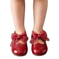 thumbnail image 5 of Gpaecead Girls Mesh Bow Mary Jane Shoes Soft Sole Non Slip Faux Leather Princess Dress Shoes For Toddler, Burgundy, 5 of 8