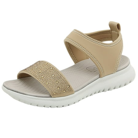 

SEMIMAY Women s Simple And Lightweight Sports Style Rhinestone Summer Sandals