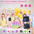 thumbnail image 4 of Mini Karaoke Machine for Kids, Haomuren Christmas Birthday Gifts for 3-14 Years Toys for Girls Boys Toddler,Portable Bluetooth Karaoke Machine with 2 Wireless Microphones and Light Speaker,Pink 2Mics, 4 of 10