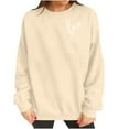 thumbnail image 5 of GUZOM Womens Beige Valentine's Day Sweatshirt - Love Graphic Crew Neck Long Sleeve Relaxed Fit 100% Polyester Machine Washable Casual Festive Top,Size M, 5 of 8