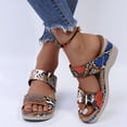 thumbnail image 2 of Wedge Sadnals for Women Leopard Print Open Toe Slides Slip on Summer Beach Shoes Casual Arch Support Walking Shoes Khaki Size 9, 2 of 6