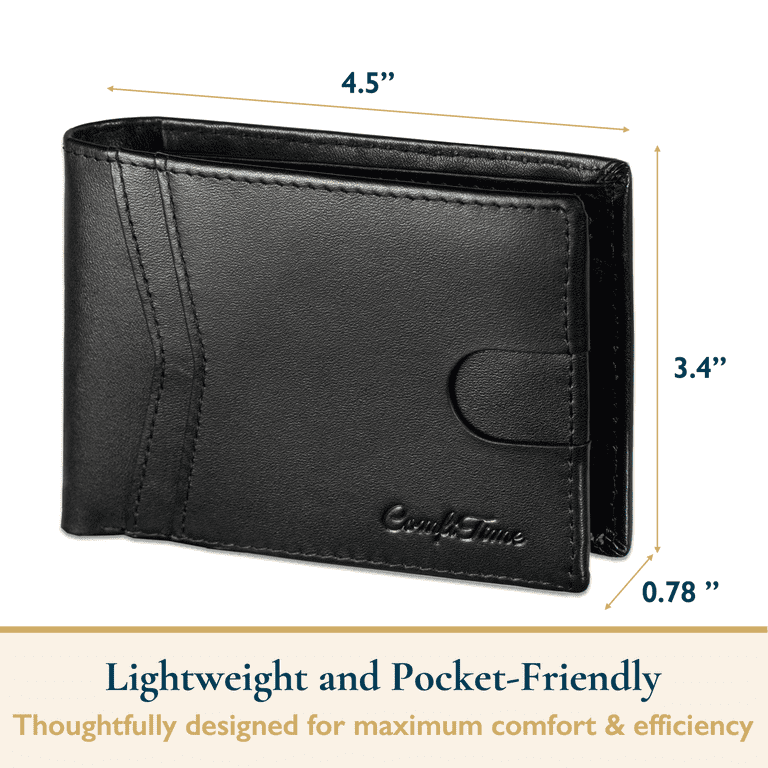 ComfiTime Top Grain Leather RFID Bifold Wallet, Black photo 8