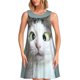 thumbnail image 1 of Balery Funny Cat Vestidos de verano para mujer con estampado: vestido holgado sin mangas, vestido playero informal y cómodo para días calurosos., 1 of 7