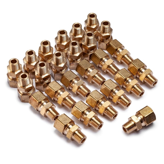 LTWFITTING Brass 3/8" OD x 1/8" Male NPT Compression Connector Fitting(Pack of 25)