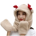 thumbnail image 2 of Women Cute Thick Warm Plush Hat Scarf Gloves Set with Ear Classic Winter Knit Set Beanie Scarf Gloves for Adult Suitable for Outdoor Work Leisure Scarf a Hat Gloves, 2 of 5