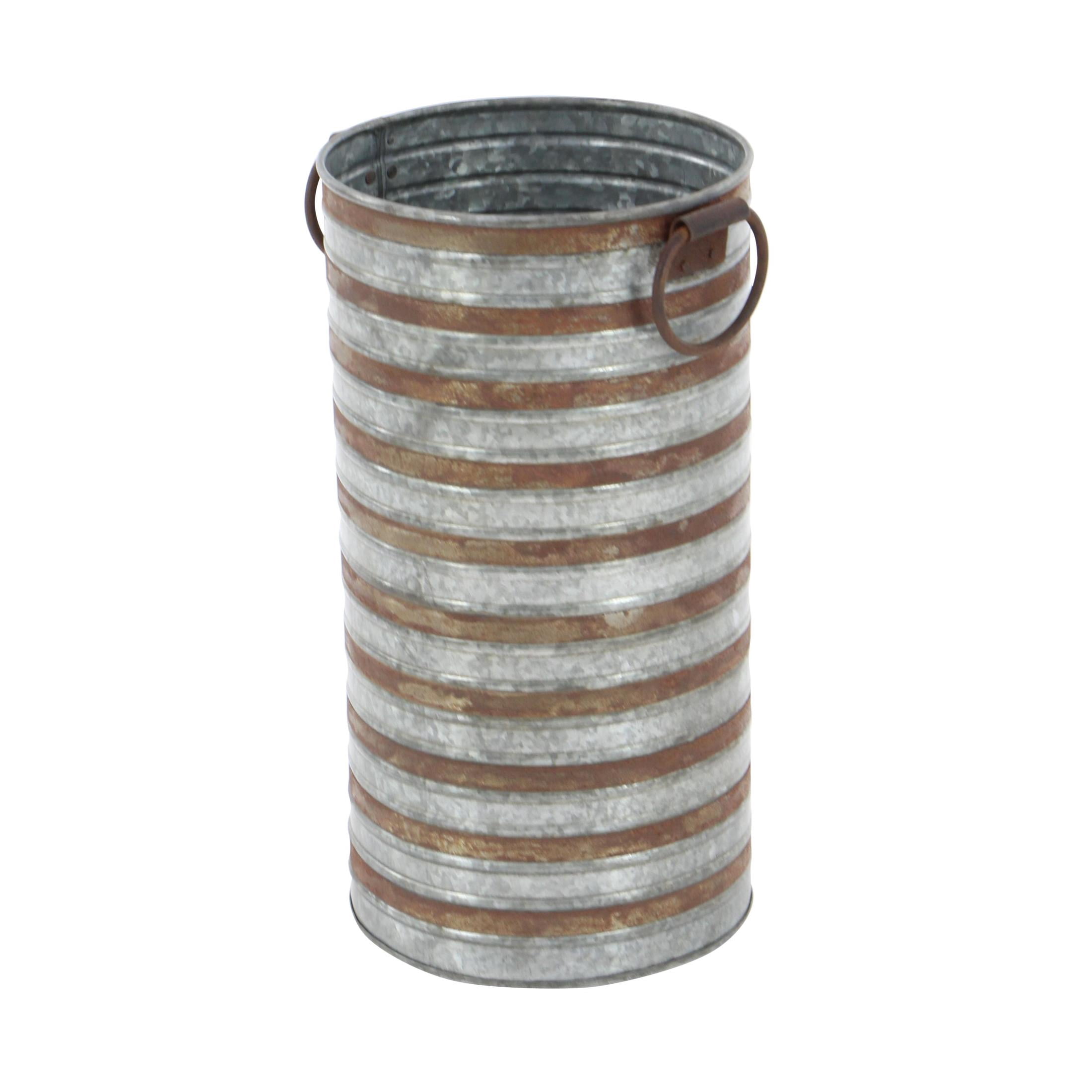 DecMode 20", 16"H Gray Metal Planter with Handles (2 Count)
