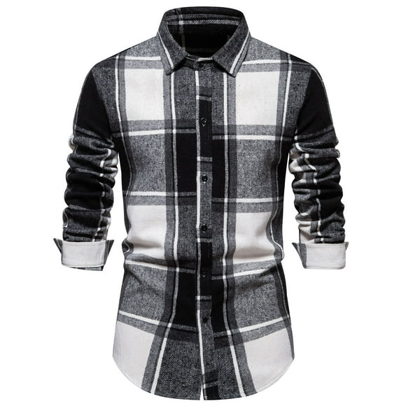DDAPJ pyju Mens Slim Fit Plaid Shirts Clearance Sales,Wrinkle-Free Long Sleeve Dress Shirt Slim Fit Casual Button Down Flannel Shirts Western Cowboy Checkered Work Shirt