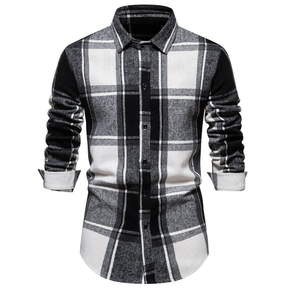 guisaled Men's Button Down Shirts Cotton Long Sleeve Plaid Shirts Slim Regular Fit Casual Business Shirts Soft Lightweight