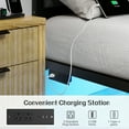 thumbnail image 4 of Kbun Queen Bed Frame with Headboard, Outlets and LED Lights, Heavy Duty Metal Platform with Storage Space Under Frame, No Box Spring Needed, Noise Free, Gray, 4 of 9