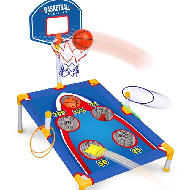 Juego de Lanzamiento Toy Life 3 en 1: Lanzamiento de Bolsas, Lanzamiento de Aros y Mini Baloncesto
