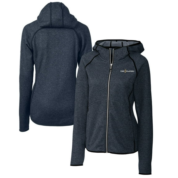 Women's Cutter & Buck Heather Navy THE PLAYERS Mainsail Sweater-Knit Full-Zip Hoodie