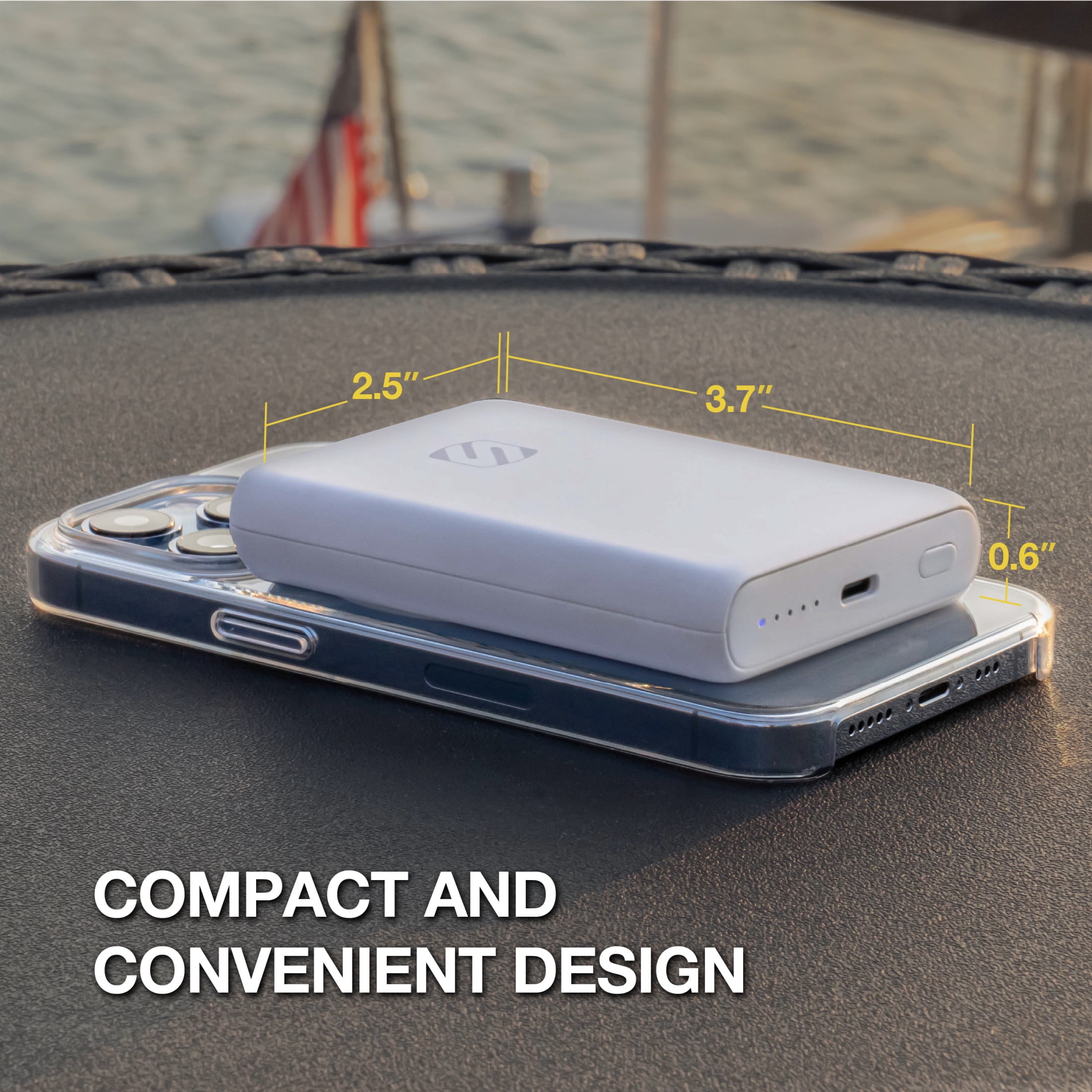 Scosche PBQ5MSWT-SP GoBat Qi Wireless Charging 5,000 Mah Power Bank with USB-C Port, White