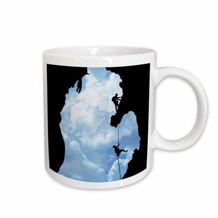 

3dRose Michigan Climbers shows two people rock climbing within a Michigan silhouette Ceramic Mug 11-ounce
