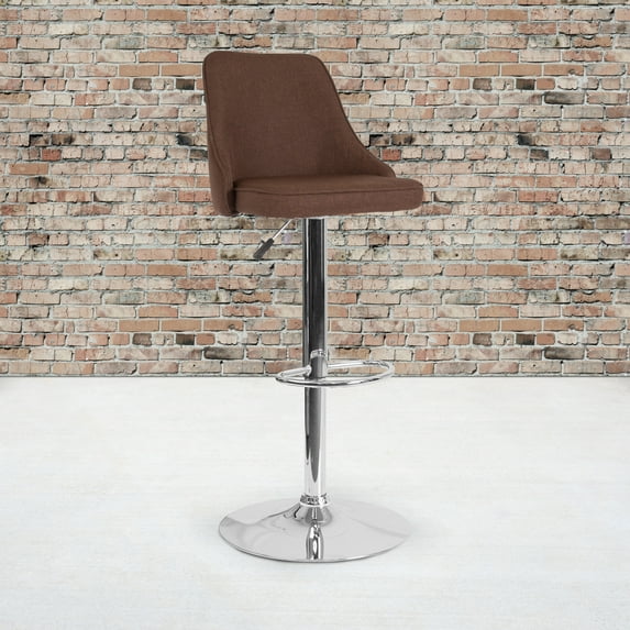 BizChair 2 Pk. Contemporary Adjustable Height Barstool in Brown Fabric