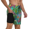 thumbnail image 2 of Naloa Turtles Print Men Swim Trunks with Compression Liner ,Board Shorts,Men's Swim Shorts with Drawstring and Elastic Waistband-3X-Large, 2 of 6