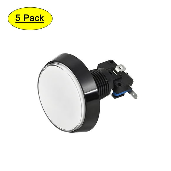 Botón de empuje para juegos de 60mm redondo, interruptor iluminado LED de 12V con microswitch para arcade, video, blanco, 5 piezas
