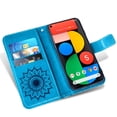 thumbnail image 6 of Asuwish Compatible with Google Pixel 5 Wallet Phone Case and Tempered Glass Screen Protector Flip Credit Card Holder Stand Mandala Flower Cell Cover for Pixel5 5G Pixle Five G5 Women Men Blue, 6 of 8