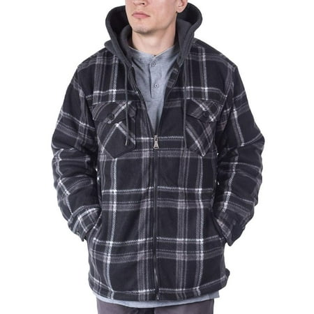 Visive - Mens Flannel Jacket With Hood Big And Tall Quilted Plaid Zip ...