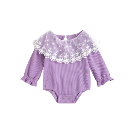 

Newborn Infant Floral Lace Ruffle Playsuit Baby Girls Cute Long Sleeve Romper Jumpsuit 0-18M