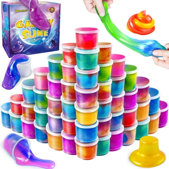 50 Pack Galaxy Slime Kit, Slime Party Favors for Kids, Stretchy & Non-Sticky Slime Pack, Slime Toy for Boys Girls 5-12