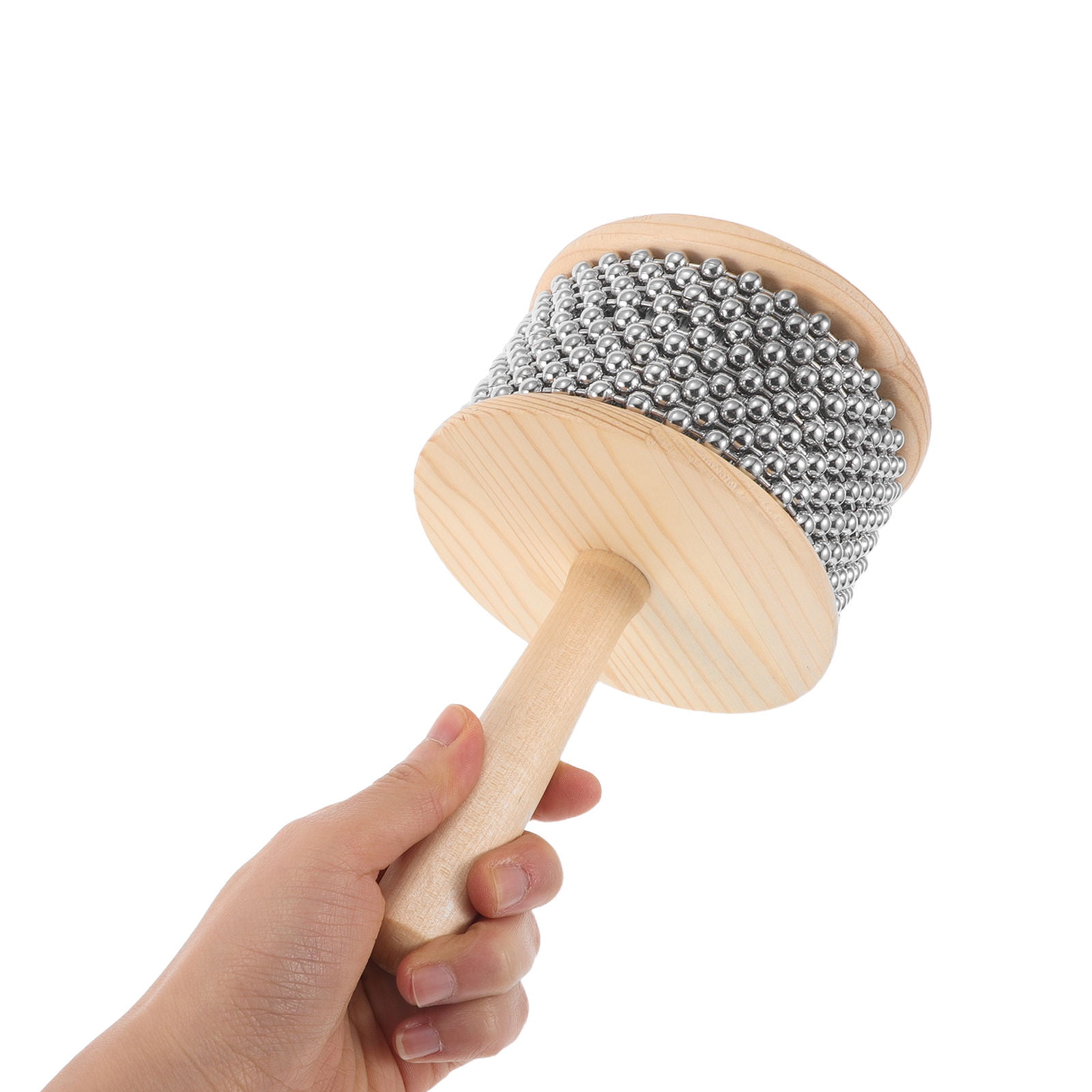 FRCOLOR Cabasa Musical Instrument Wooden Hand Cabasa Shaker With Metal Bead Cylinder For Beginners Classroom Outdoor Concert Use