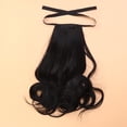 thumbnail image 2 of Peluca de pelo rizado de 48 cm de largo con coletas y cordón sintético, extensiones de cola de caballo onduladas (negro natural), 2 of 5
