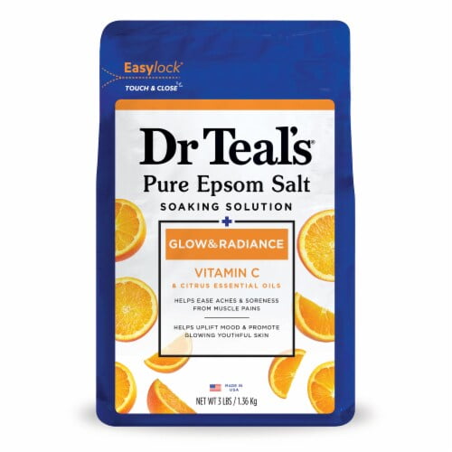 Dr Teal's Glow & Radiance Epsom Salt Magnesium Soak with Vitamin C & Citrus 3 lb - Pack of 2
