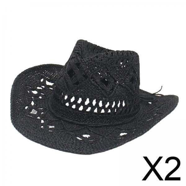 2 Sombreros De Paja De Vaquero Occidental, Sombrero De Ala Ancha Para El Sol, Sombrero De Playa Flexible Para Exteriores