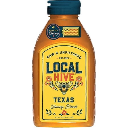 Local Hive Texas Raw Unfiltered Honey 16oz. 100% US honey sourced from American bees and beekeepers.