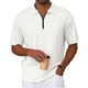 thumbnail image 1 of Blusa y camisa de manga corta con cuello vuelto para hombre, holgada, de punto, de verano, con cuello, transpirable, con cremallera, de manga corta, para hombre, 1 of 3