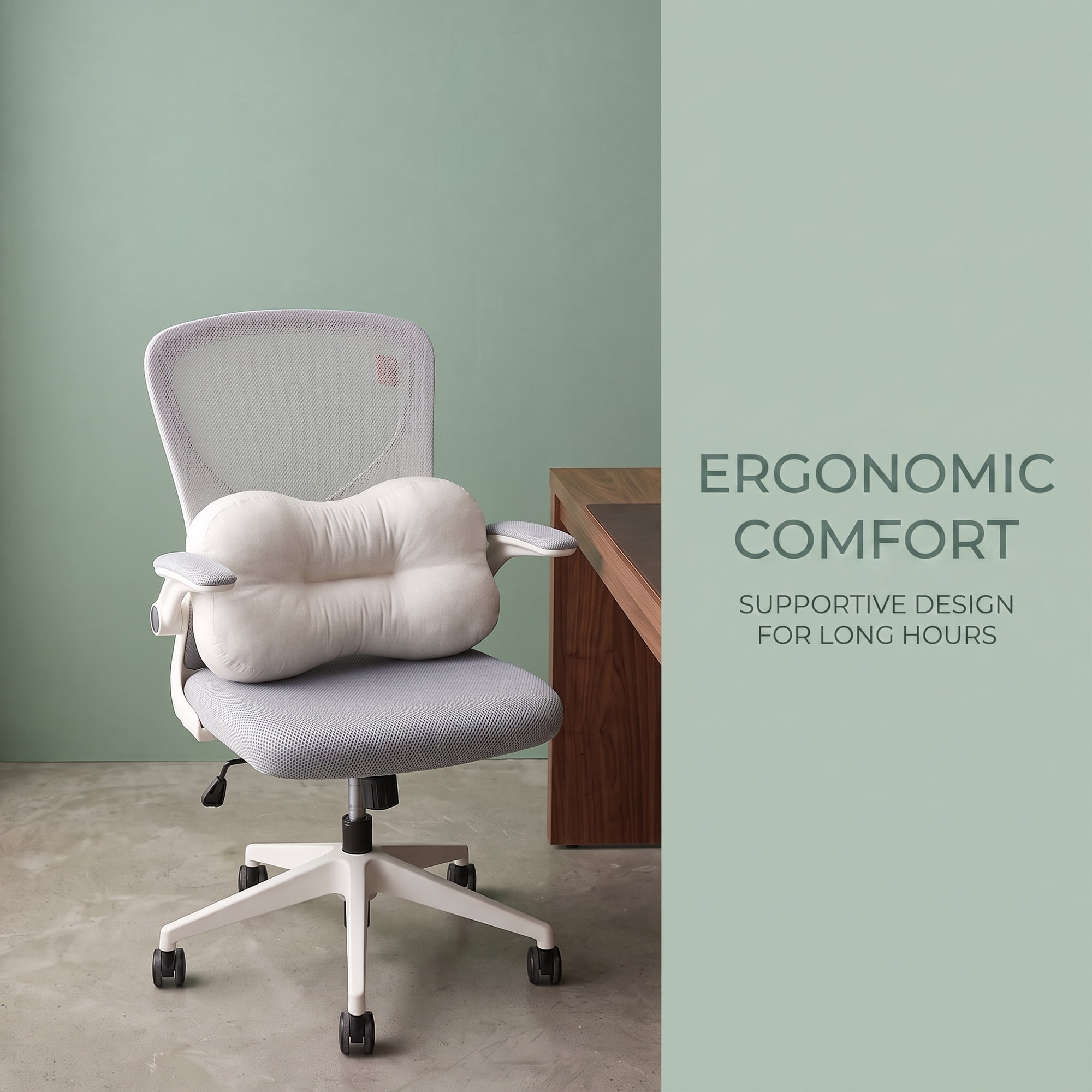 Unique Bargains Lumbar Support Pillow Back Support Beige 18.9" x 10.6"