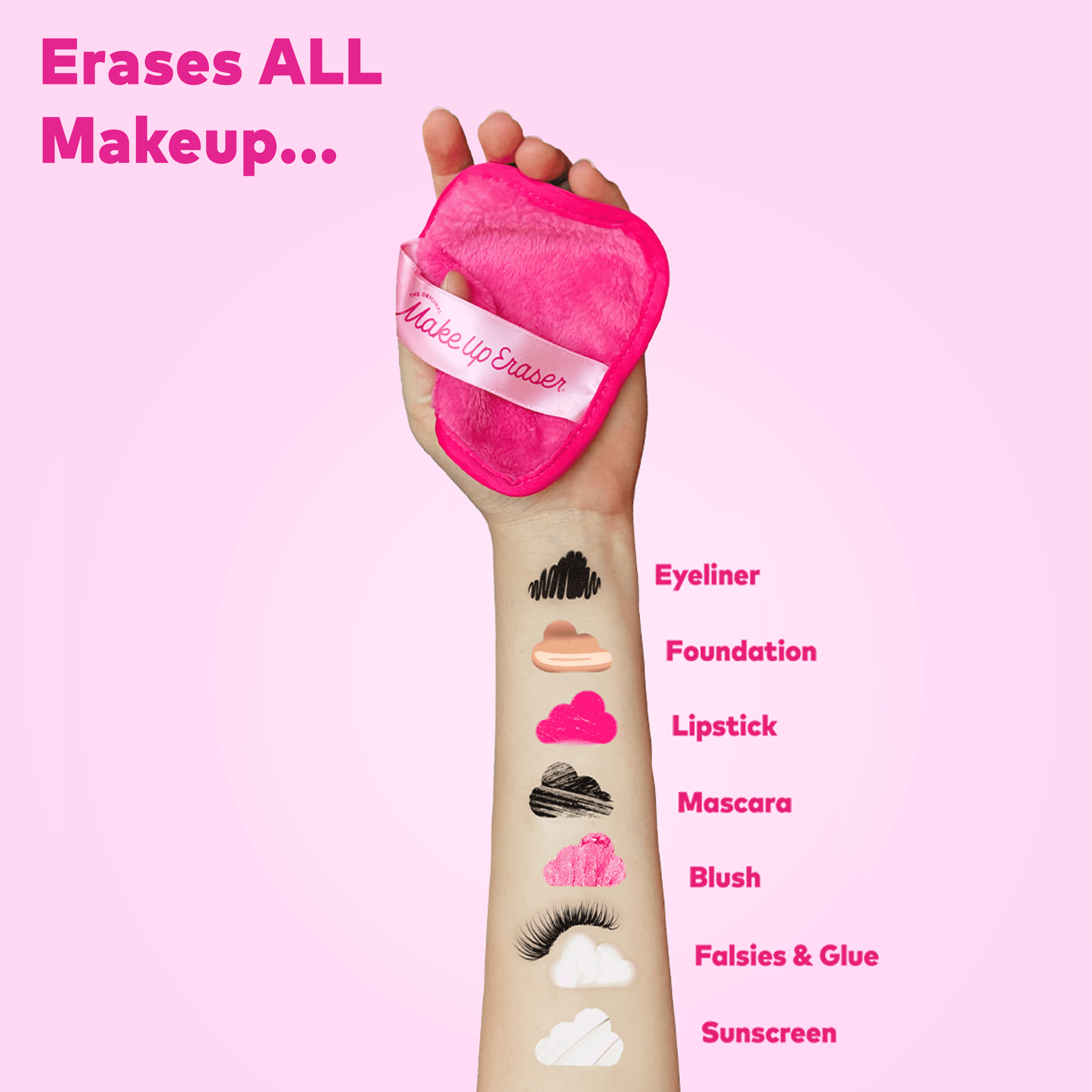 (3 pack) The Original MakeUp Eraser, Pink Daily Makeup Eraser Reusable Cloths