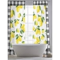 thumbnail image 4 of Summer Lemons Sheer Curtains 2 Panels Set Black Plaid Green Leaf Country Fruit Sheer Window Curtains Light Filtering Rod Pocket Voile Drapes for Bedroom Living Room 52"X84", 4 of 8