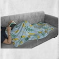 thumbnail image 5 of Tropical Soft Flannel Fleece Throw Blanket, Composition of Fruits Smoothies Palm Leaves, Cozy Plush for Indoor and Outdoor Use, 60" x 80", Pale Blue Mustard Green, by Ambesonne, 5 of 5